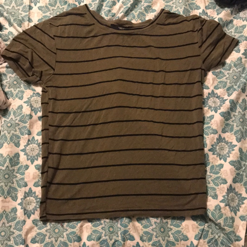 olive green Shirt with black stripes